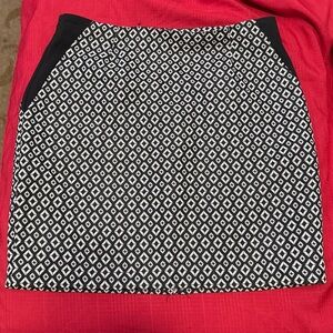 Worthington Black and White Geometric A-Line Skirt
